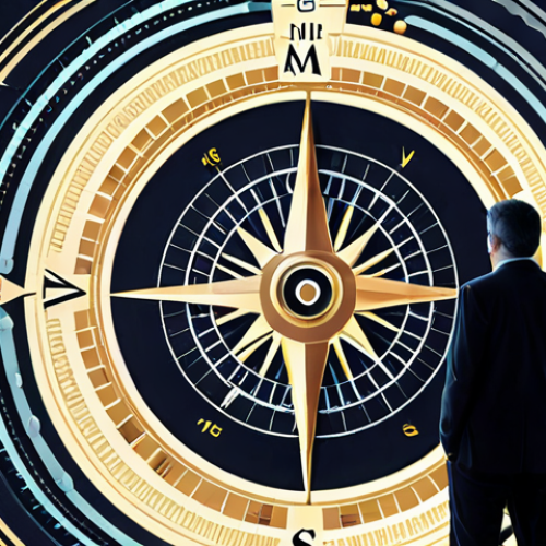 **Prompt 1: Navigating Modern Markets with Expert Guidance**
    A sophisticated visual representing financial advisory as a compass in a rapidly evolving, AI-influenced financial market. An individual (investor) stands amidst swirling, abstract data streams and glowing technological interfaces, symbolizing complex market dynamics and AI analytics. A calm, professional financial advisor figure stands beside them, a subtle, ethereal compass radiating light, guiding the investor towards clarity and informed decisions. The scene conveys intelligence, trust, and the fusion of human wisdom with advanced technology in financial navigation.