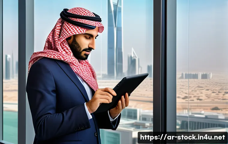 증권투자상담사와 투자 상품 비교 방법 - A professional Middle Eastern financial advisor in a modern office setting, wearing formal business ...